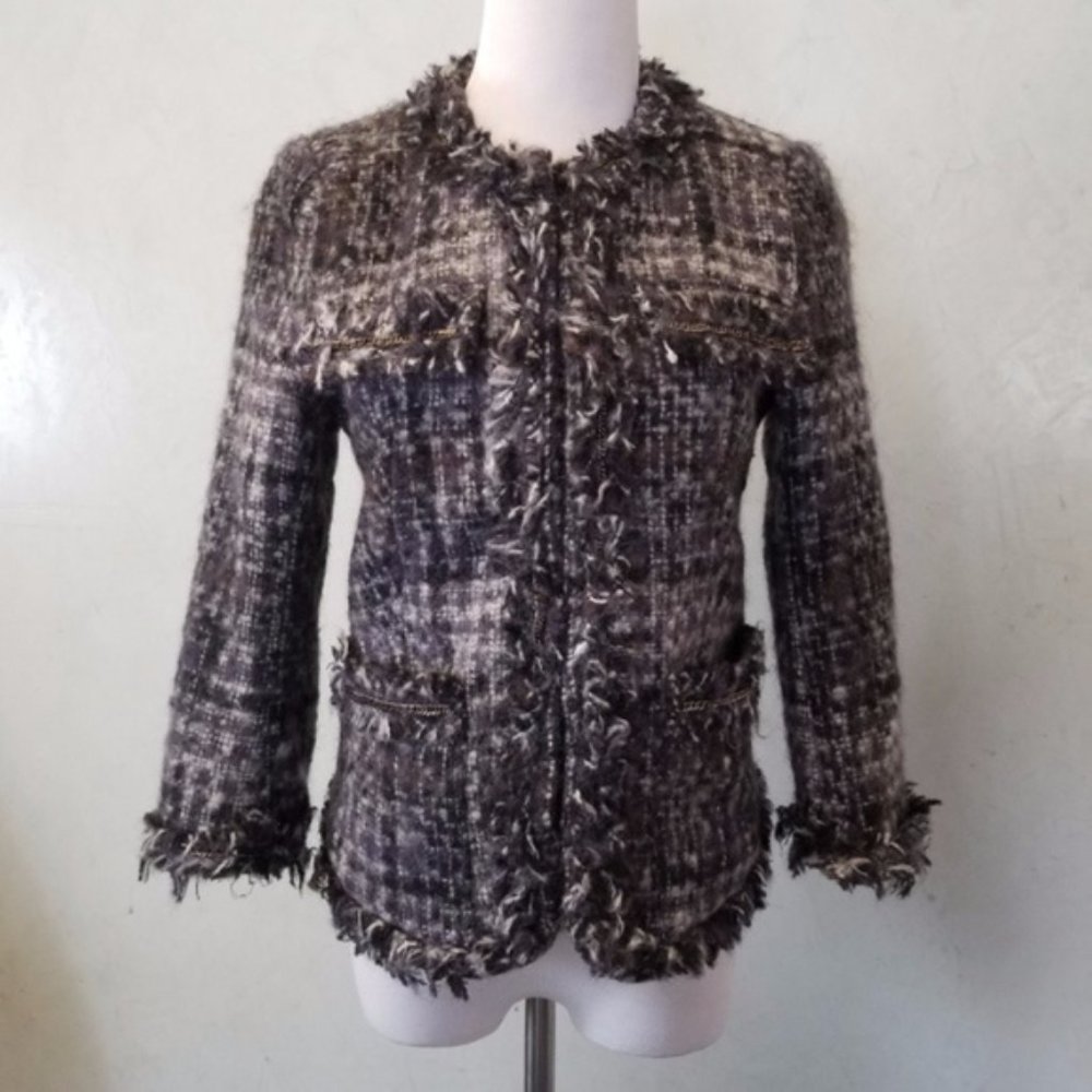 Wool peplum JOE Fresh tweed black blazer size 2 (F10)